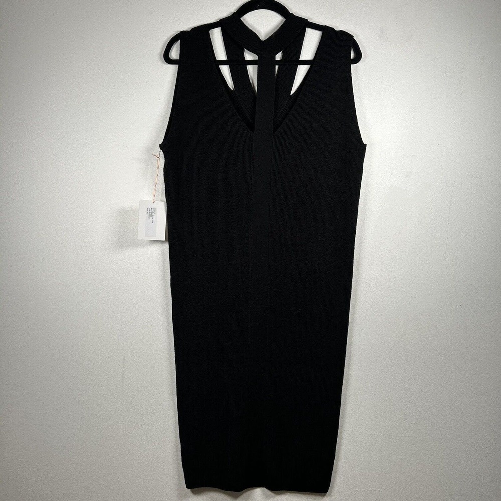 Curete Knit Black Dress NWT Minimalist Cutout Stretch Size Medium - Picture 5 of 9